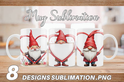 Mug Wrap Gnome Holding Heart Sublimation artnoy 