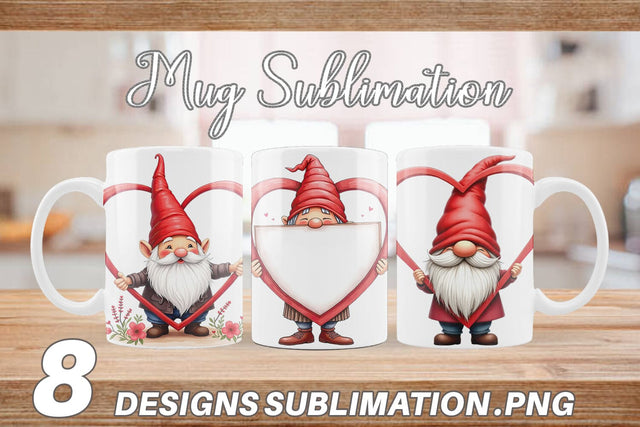 Mug Wrap Gnome Holding Heart Sublimation artnoy 