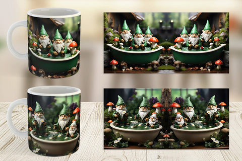 Mug Wrap Gnome in the Bathtub Sublimation artnoy 