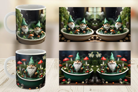 Mug Wrap Gnome in the Bathtub Sublimation artnoy 