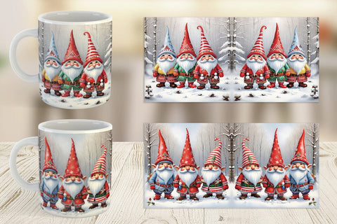 Mug Wrap Gnomes in Winter Snow Sublimation artnoy 