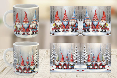Mug Wrap Gnomes in Winter Snow Sublimation artnoy 