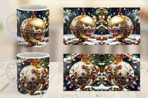 Mug Wrap Gold Round Christmas Sublimation artnoy 