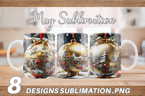 Mug Wrap Gold Round Christmas Sublimation artnoy 
