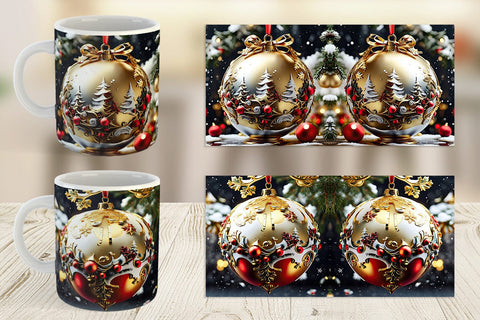 Mug Wrap Gold Round Christmas Sublimation artnoy 