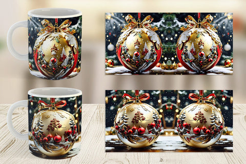 Mug Wrap Gold Round Christmas Sublimation artnoy 