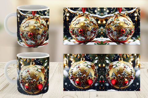Mug Wrap Gold Round Christmas Sublimation artnoy 