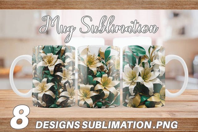 Mug Wrap Golden Lily Flower Sublimation artnoy 