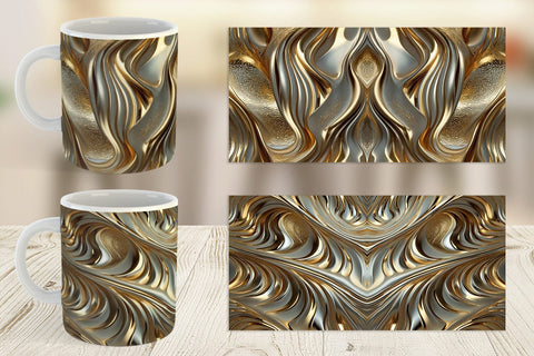 Mug Wrap Golden Wave Sublimation artnoy 