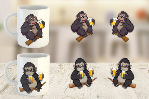 Mug Wrap Gorilla Beer Day Sublimation artnoy 