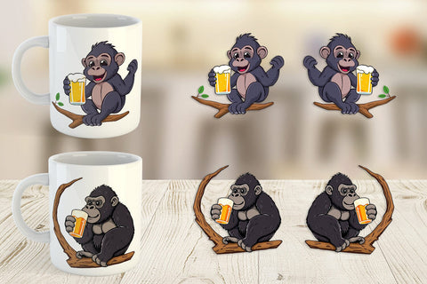 Mug Wrap Gorilla Beer Day Sublimation artnoy 