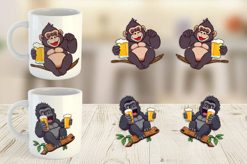 Mug Wrap Gorilla Beer Day Sublimation artnoy 