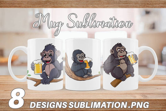 Mug Wrap Gorilla Beer Day Sublimation artnoy 