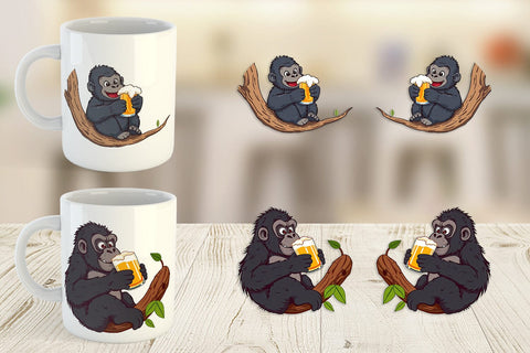 Mug Wrap Gorilla Beer Day Sublimation artnoy 