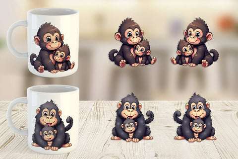 Mug Wrap Gorilla Mother's Day Sublimation artnoy 