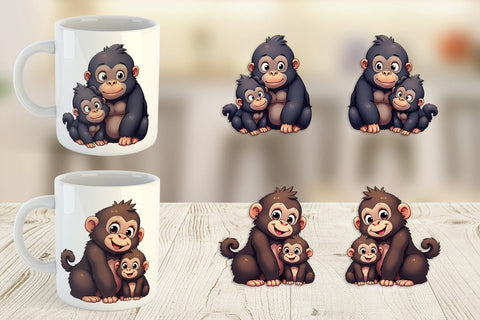 Mug Wrap Gorilla Mother's Day Sublimation artnoy 