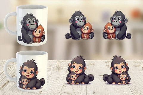 Mug Wrap Gorilla Mother's Day Sublimation artnoy 