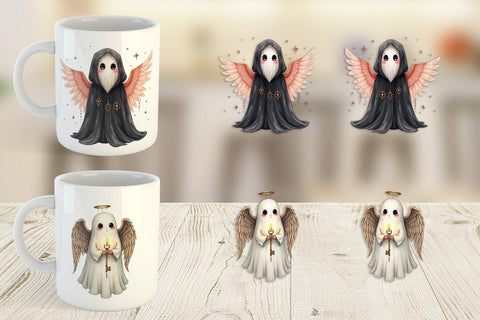 Mug Wrap Gothic Angel Ghosts Sublimation artnoy 