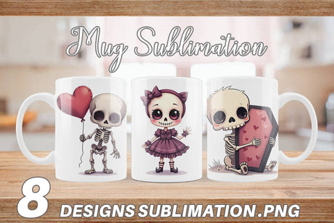 Mug Wrap Gothic Cute Skeletons Sublimation artnoy 