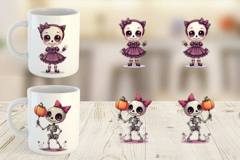 Mug Wrap Gothic Cute Skeletons Sublimation artnoy 