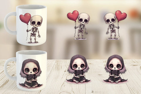 Mug Wrap Gothic Cute Skeletons Sublimation artnoy 
