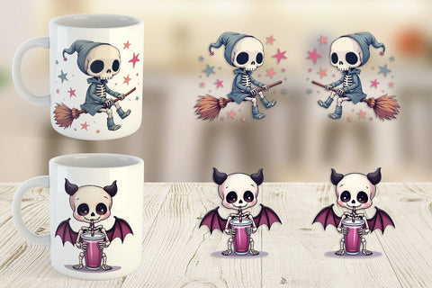 Mug Wrap Gothic Cute Skeletons Sublimation artnoy 