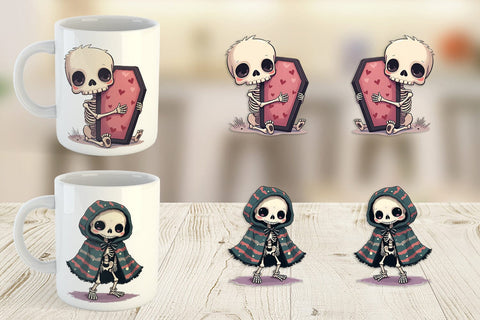 Mug Wrap Gothic Cute Skeletons Sublimation artnoy 