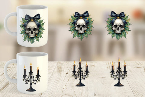 Mug Wrap Gothic Elegance Watercolor Christmas Sublimation artnoy 