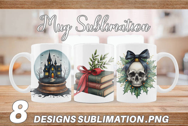 Mug Wrap Gothic Elegance Watercolor Christmas Sublimation artnoy 