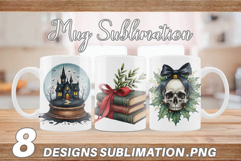 Mug Wrap Gothic Elegance Watercolor Christmas Sublimation artnoy 