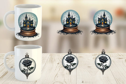 Mug Wrap Gothic Elegance Watercolor Christmas Sublimation artnoy 