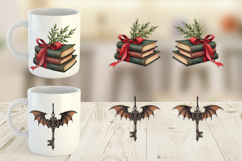 Mug Wrap Gothic Elegance Watercolor Christmas Sublimation artnoy 