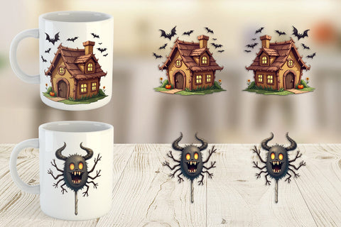 Mug Wrap Gothic Halloween Candies and Treats Sublimation artnoy 