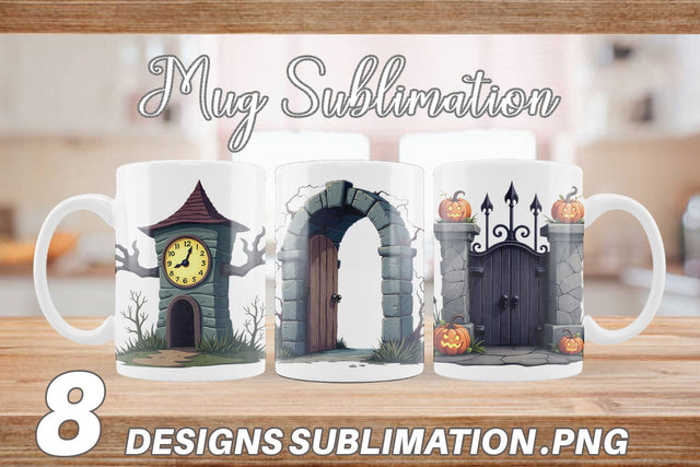 Mug Wrap Gothic Halloween Gothic Architecture Sublimation artnoy 