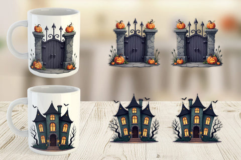 Mug Wrap Gothic Halloween Gothic Architecture Sublimation artnoy 