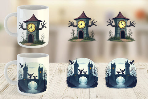Mug Wrap Gothic Halloween Gothic Architecture Sublimation artnoy 