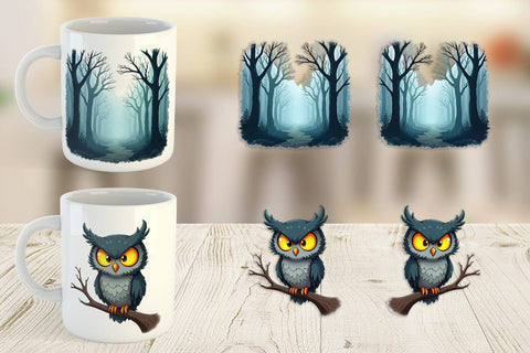 Mug Wrap Gothic Halloween Haunted Forest Sublimation artnoy 