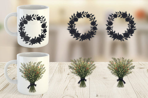 Mug Wrap Gothic Halloween Plants and Herbs Sublimation artnoy 