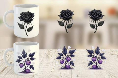 Mug Wrap Gothic Halloween Plants and Herbs Sublimation artnoy 