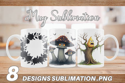 Mug Wrap Gothic Halloween Plants and Herbs Sublimation artnoy 