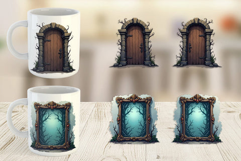 Mug Wrap Gothic Haunted Objects Sublimation artnoy 