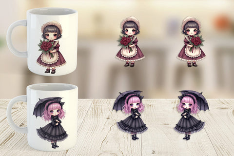 Mug Wrap Gothic Lolita Dolls Sublimation artnoy 