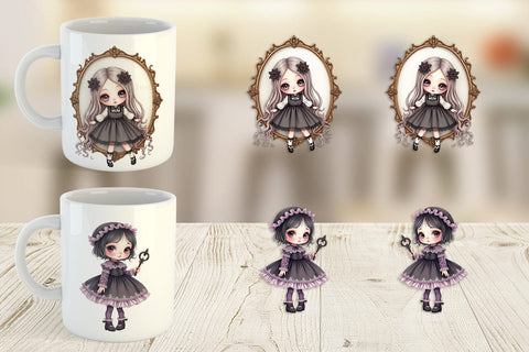 Mug Wrap Gothic Lolita Dolls Sublimation artnoy 