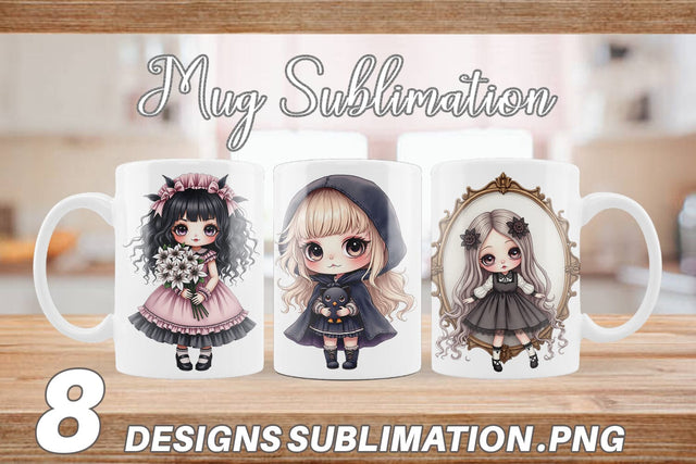 Mug Wrap Gothic Lolita Dolls Sublimation artnoy 