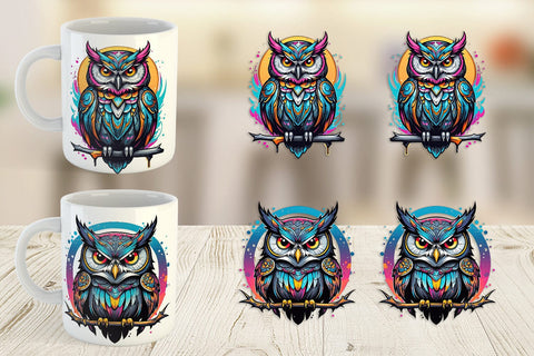 Mug Wrap Gothic Owl Sticker Sublimation artnoy 