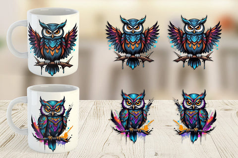 Mug Wrap Gothic Owl Sticker Sublimation artnoy 