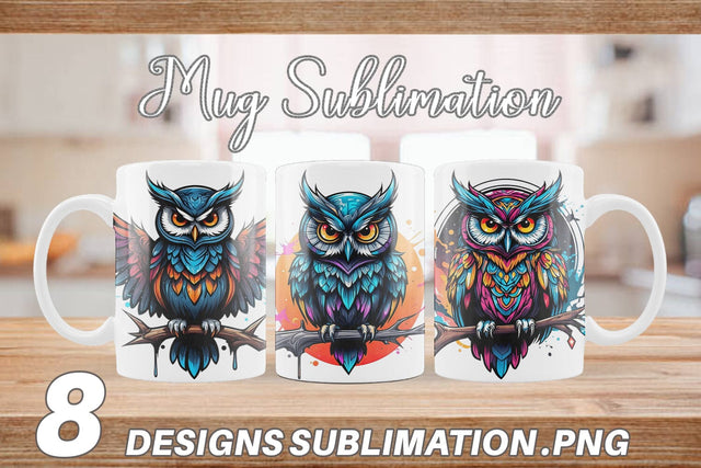 Mug Wrap Gothic Owl Sticker Sublimation artnoy 
