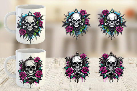 Mug Wrap Gothic Skull Sticker Sublimation artnoy 