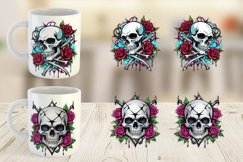 Mug Wrap Gothic Skull Sticker Sublimation artnoy 