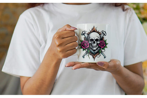 Mug Wrap Gothic Skull Sticker Sublimation artnoy 